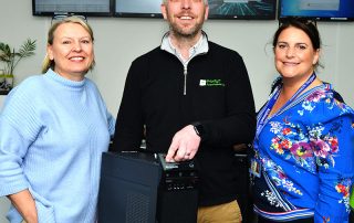 Babs Harris (left) and Rachel Fear of Alzheimer’s Support, with Priority IT Managing Director Kieran Thomas