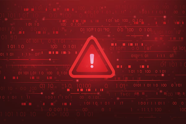 Cyber attack warning triangle.