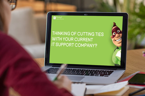 Businessperson watching the Priority IT video about switching IT support companies.